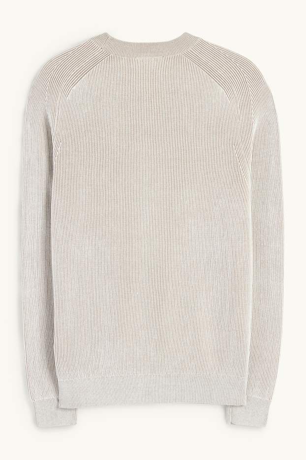 Herren - Pullover - gerippt - hellbeige