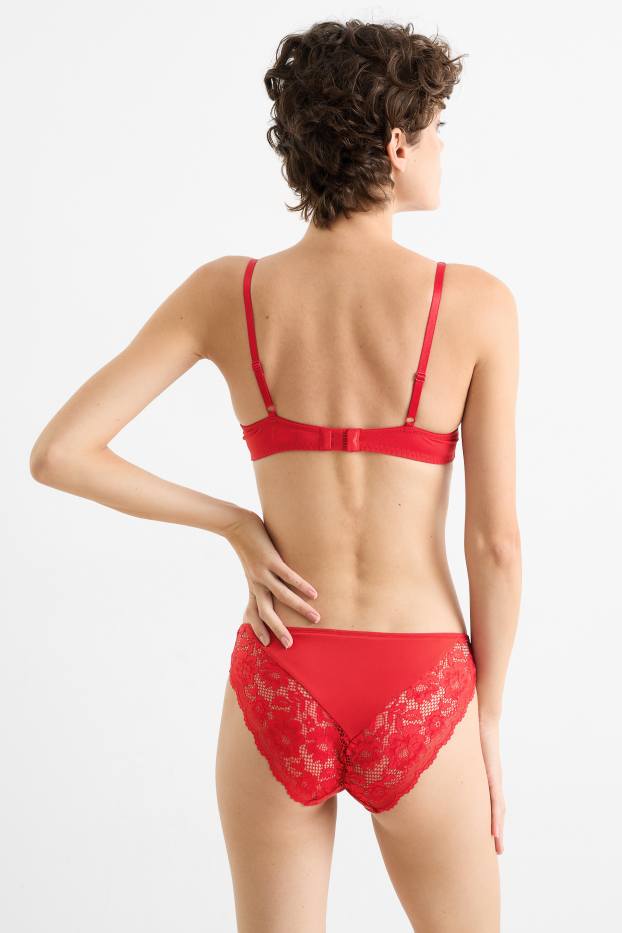 Women - Underwire bra - PLUNGE - padded - red