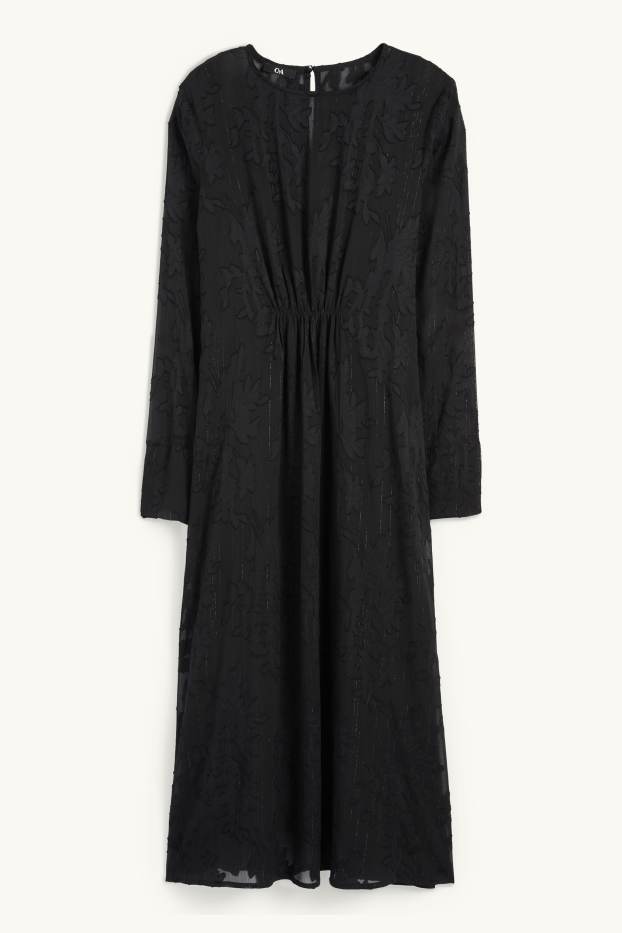 Femmes - Robe de gaze - à fleurs - noir