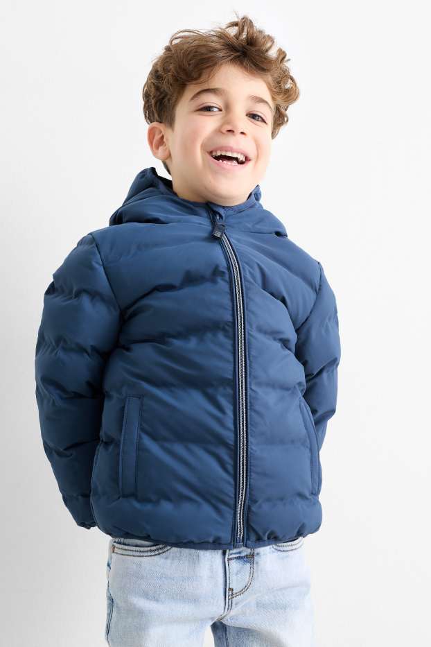 Kinder Jungen - Steppjacke mit Kapuze - wasserabweisend - blau