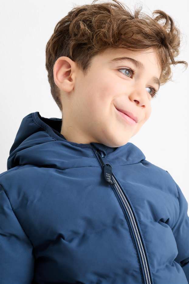 Kinder Jungen - Steppjacke mit Kapuze - wasserabweisend - blau