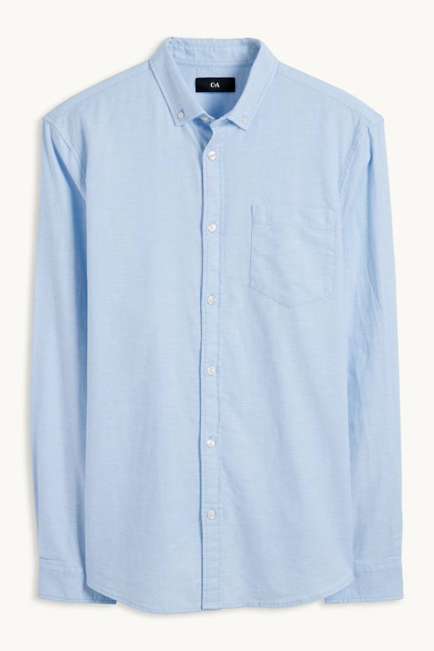 Pánské - Košile - regular fit - button-down - světle modrá