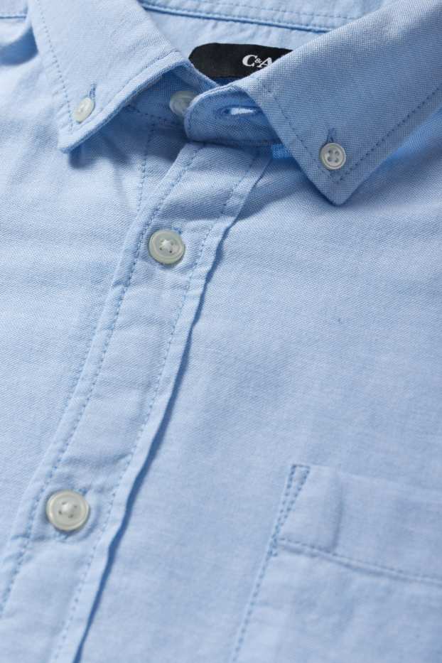 Pánské - Košile - regular fit - button-down - světle modrá