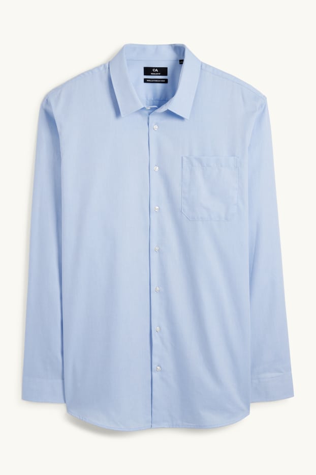 Uomo - Camicia business - regular fit - collo all'italiana - facile da stirare - azzurro