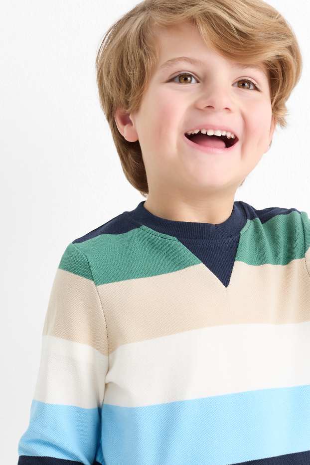 Kinderen: jongens - Trui - gestreept - donkerblauw