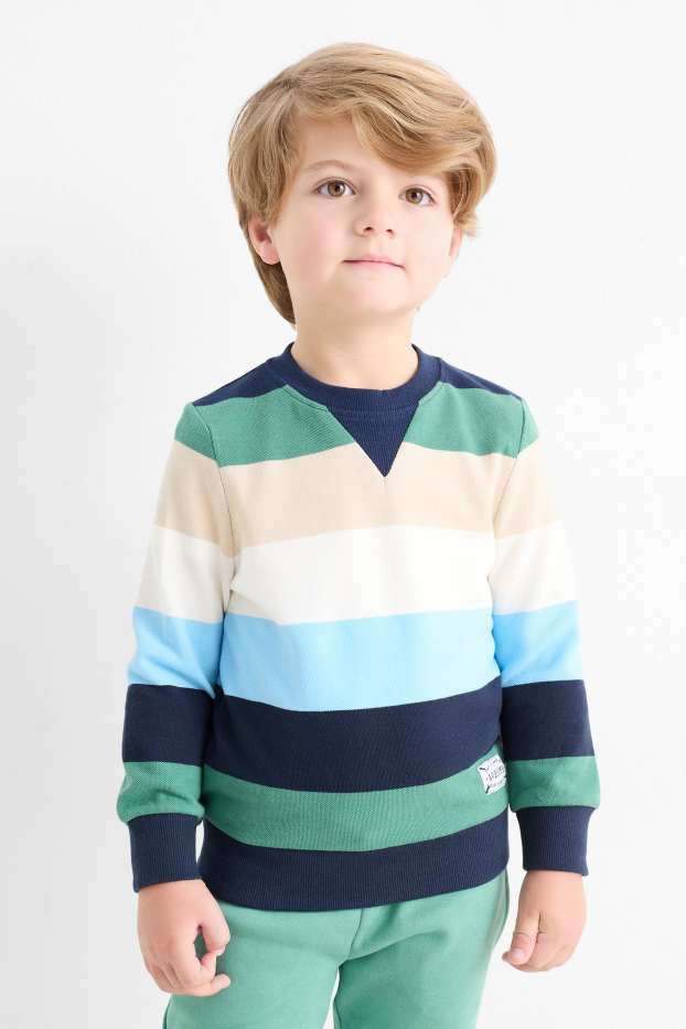 Kinderen: jongens - Trui - gestreept - donkerblauw