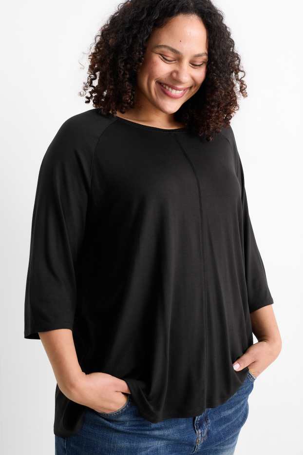 Damen - Langarmshirt - schwarz