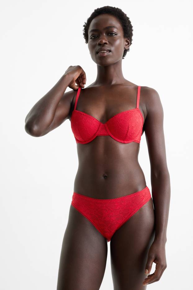 Dames - BH met beugels - DEMI - voorgevormd - rood
