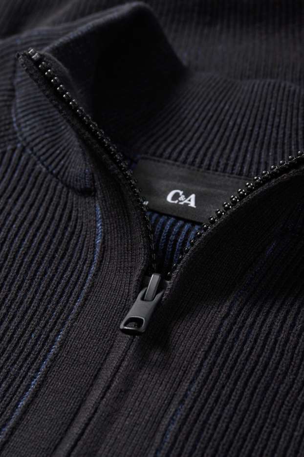 Bărbați - Cardigan tricotat - reiat - albastru închis