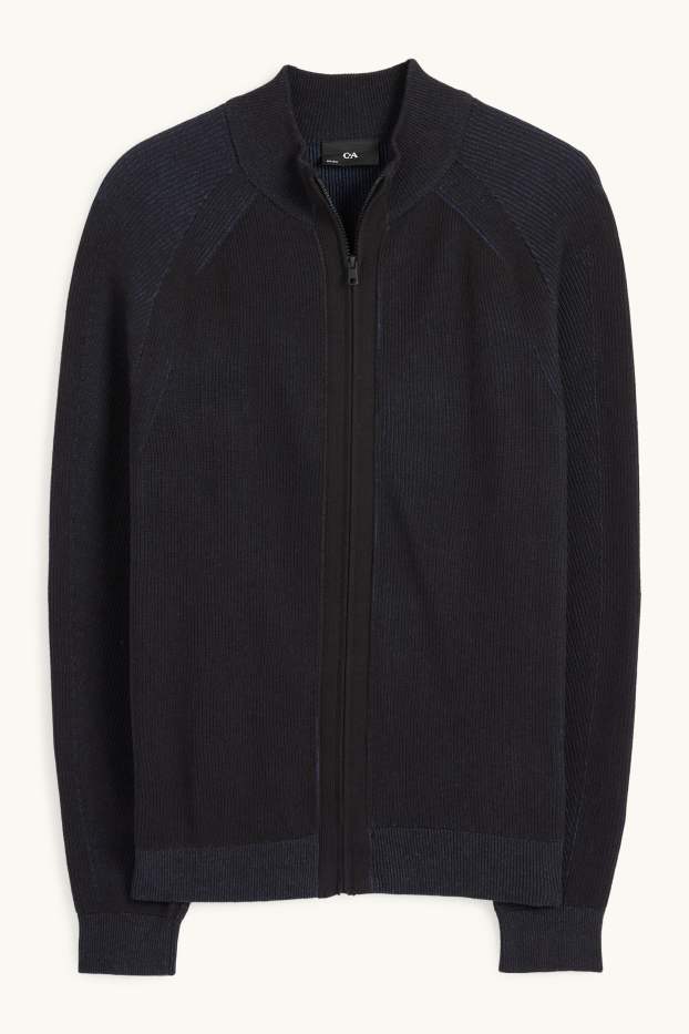 Bărbați - Cardigan tricotat - reiat - albastru închis