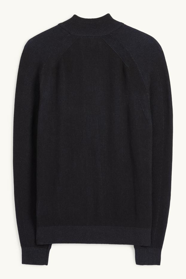 Bărbați - Cardigan tricotat - reiat - albastru închis