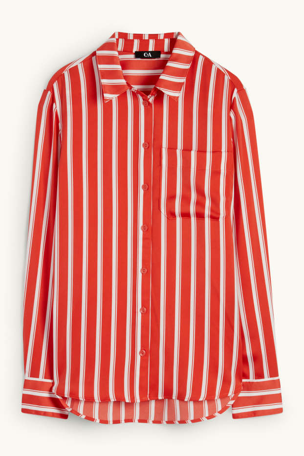 Women - Blouse - striped - dark orange