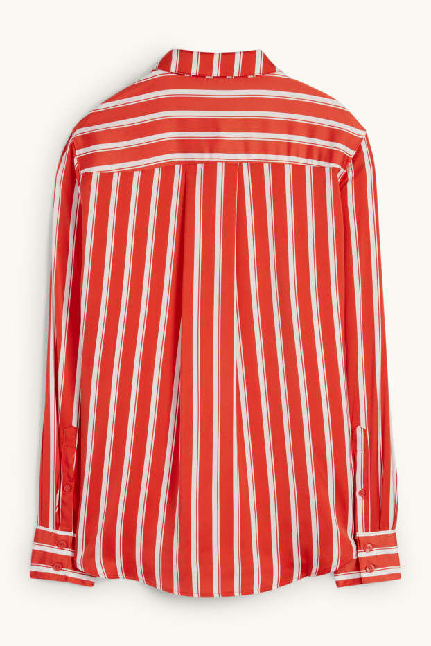 Women - Blouse - striped - dark orange