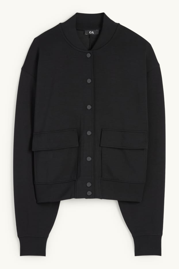 Women - Basic sweat bomber jacket - black