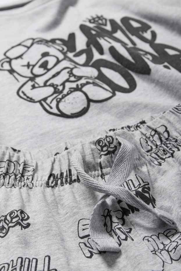 Bambini - Pigiama - 2 pezzi - motivo gaming e orso - grigio chiaro melange