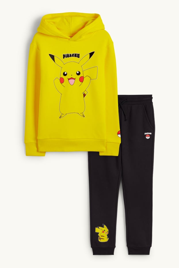 Enfants garçons - Pokémon - Pikachu - ensemble - sweat à capuche et pantalon de jogging - deux pièces - jaune