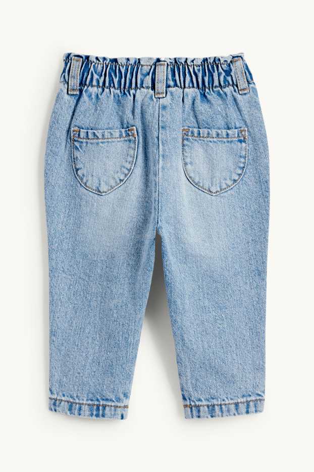Neonate - Fiorellini - jeans per neonate - jeans azzurro