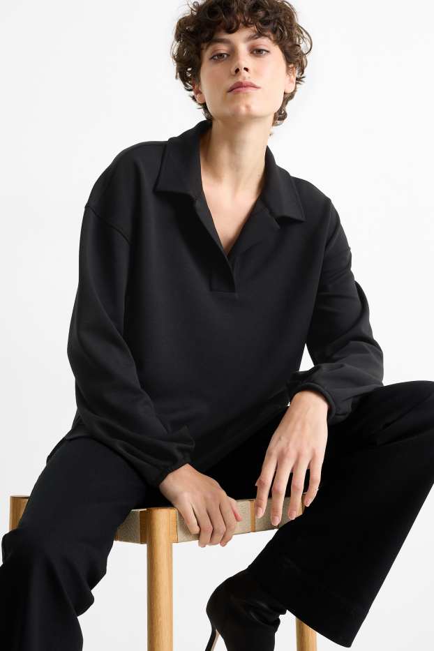 Dames - Basic sweatshirt - zwart