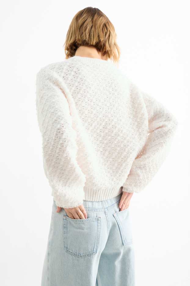 Femmes - Pull en bouclé - blanc crème