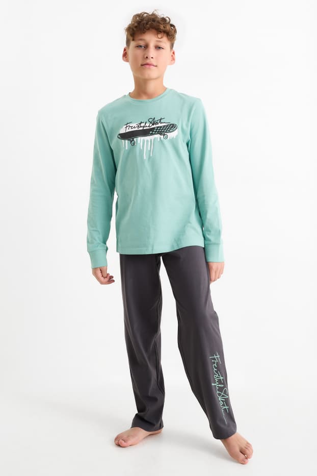 Copii - Băieți - Skater - pijama - 2 piese - verde deschis