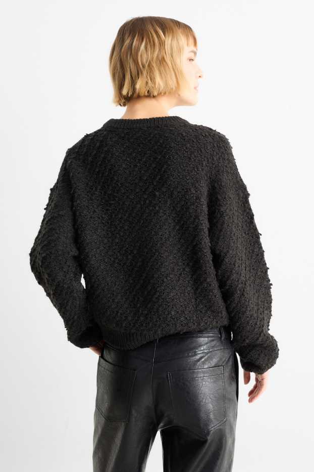 Dames - Trui van bouclé - zwart