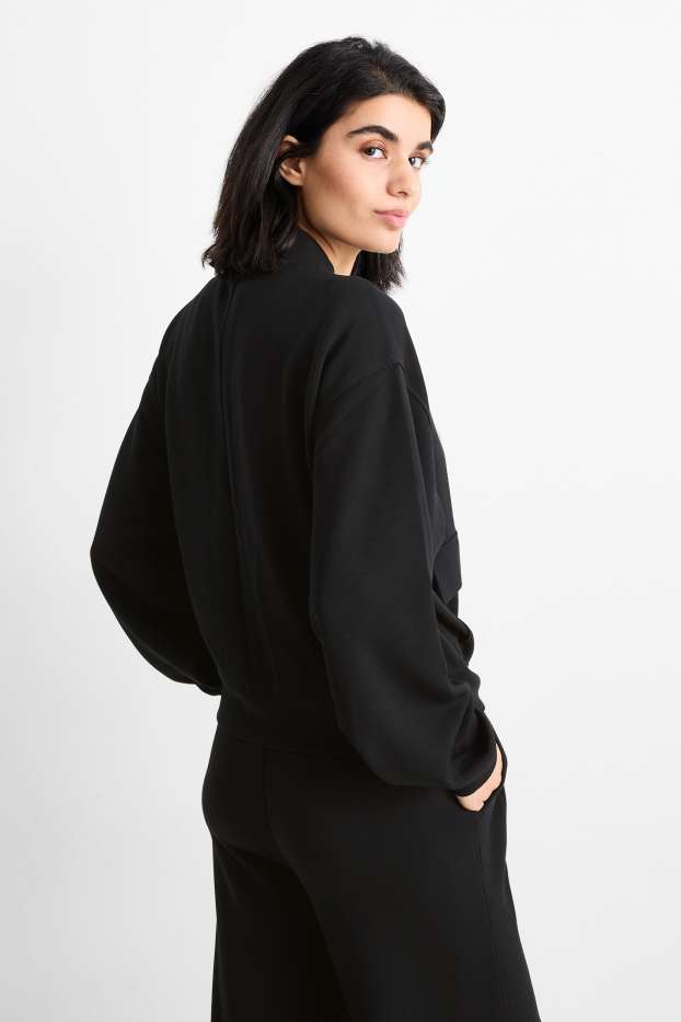 Women - Basic sweat bomber jacket - black