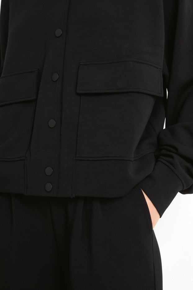 Women - Basic sweat bomber jacket - black