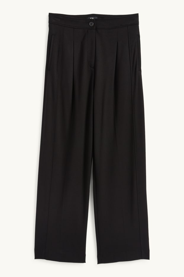 Dames - Pantalon - mid waist - wide leg - zwart