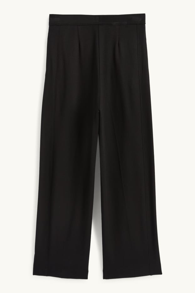 Dames - Pantalon - mid waist - wide leg - zwart