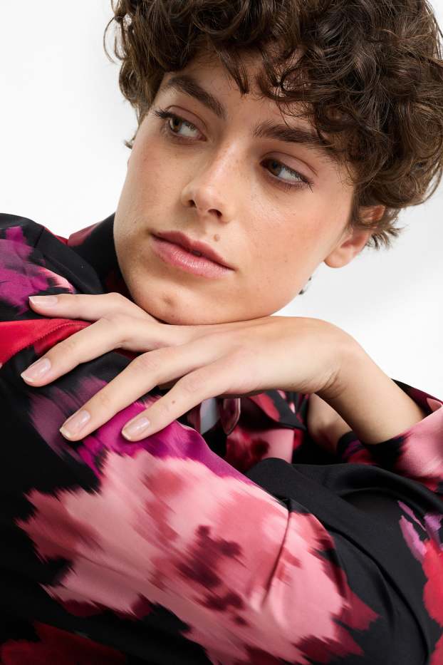 Women - Shirt dress - floral - black