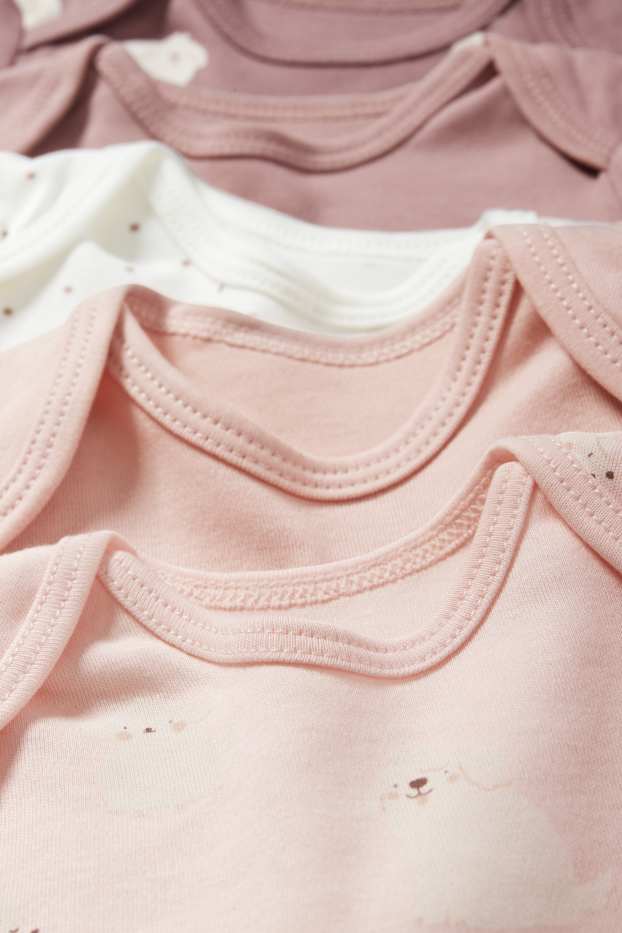 Baby: meisjes - Set van 5 - hond en poesje - rompertje - roze