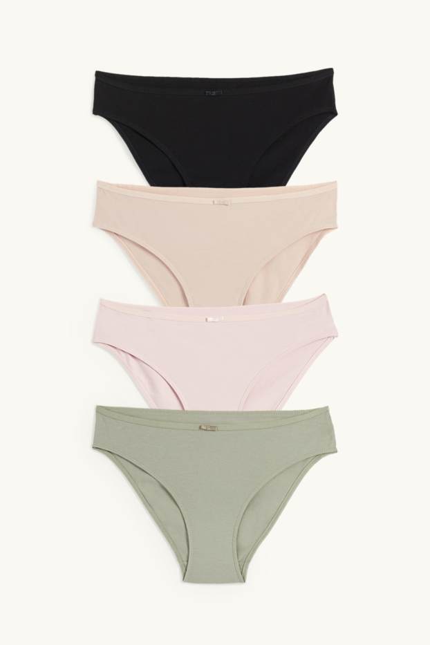 Dames - Set van 4 - slip - zwart