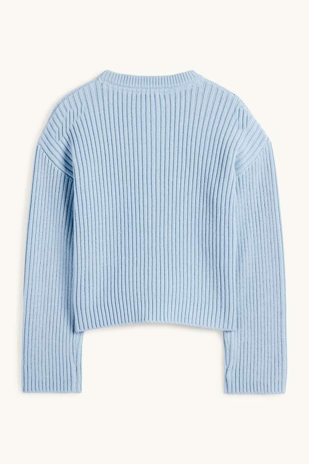 Children Girls - Jumper - ribbed - blue