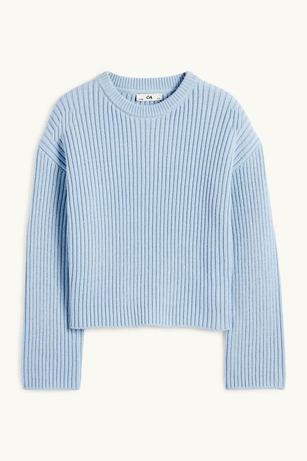 Children Girls - Jumper - ribbed - blue
