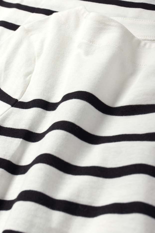 Women - Basic long sleeve top - striped - black / white