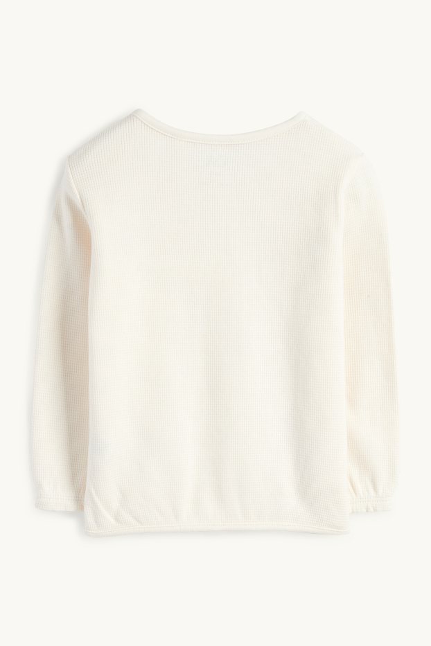 Bébés filles - Petites fleurs - sweat bébé - texturé - blanc crème