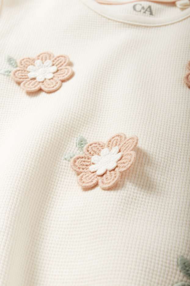 Bébés filles - Petites fleurs - sweat bébé - texturé - blanc crème