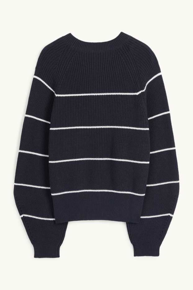 Mujer - Jersey - de canalé - de rayas - azul oscuro