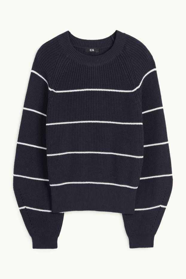 Mujer - Jersey - de canalé - de rayas - azul oscuro