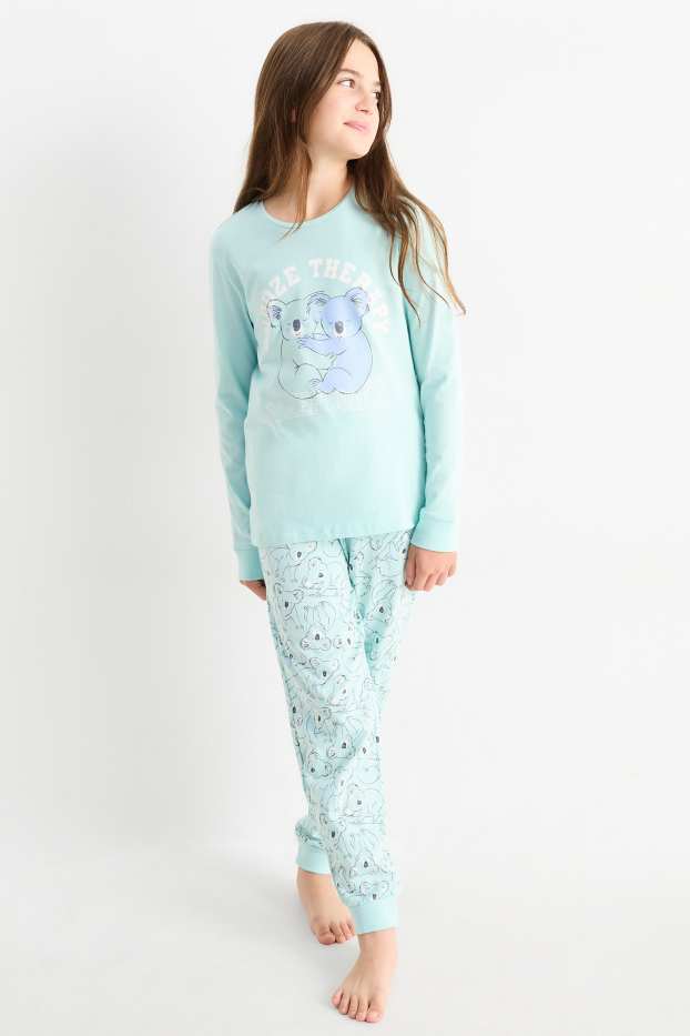 Children Girls - Koala - pyjamas - 2 piece - mint green
