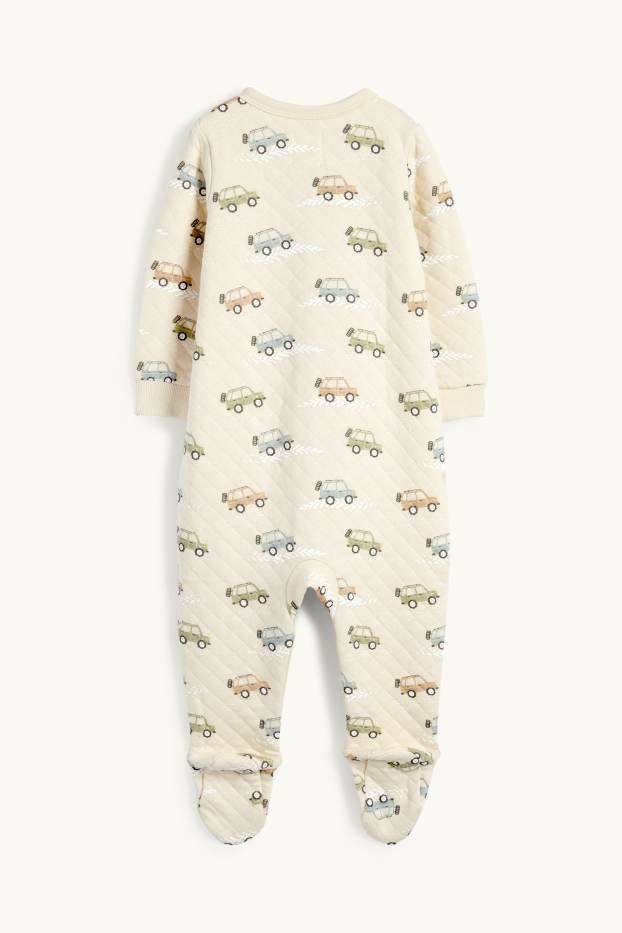 Baby: jongens - Auto - babypyjama - licht beige