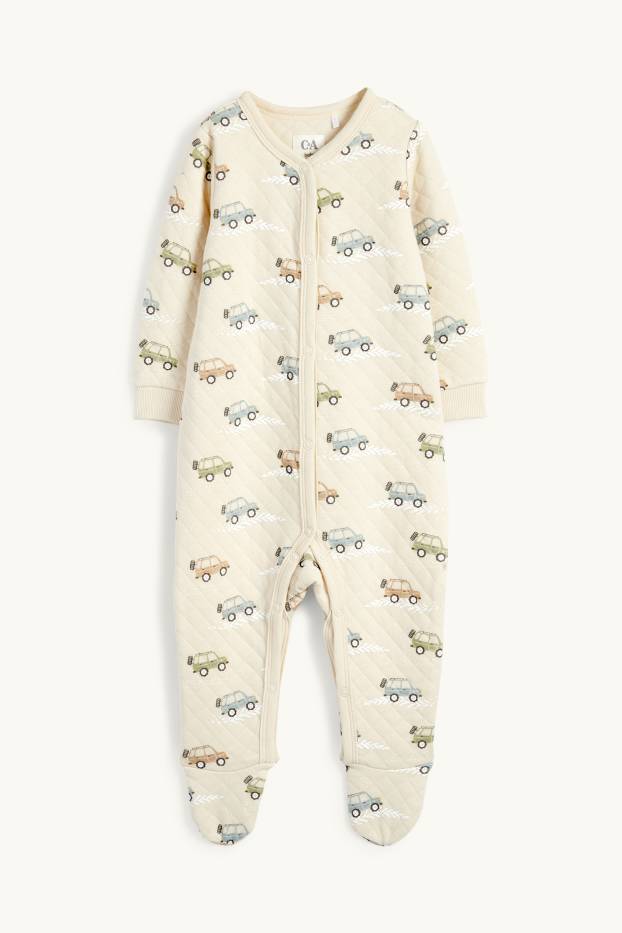 Baby: jongens - Auto - babypyjama - licht beige