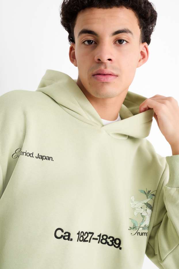 Hommes - Sweat à capuche oversize - Hokusai - vert clair