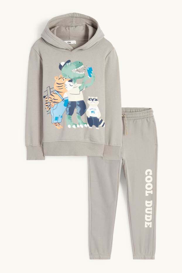 Copii - Băieți - Animale - set - hanorac și pantaloni de trening - 2 piese - gri