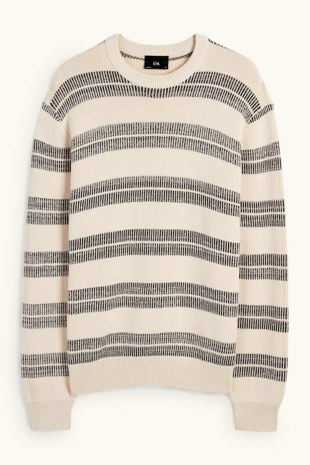 Hommes - Pull - à rayures - beige