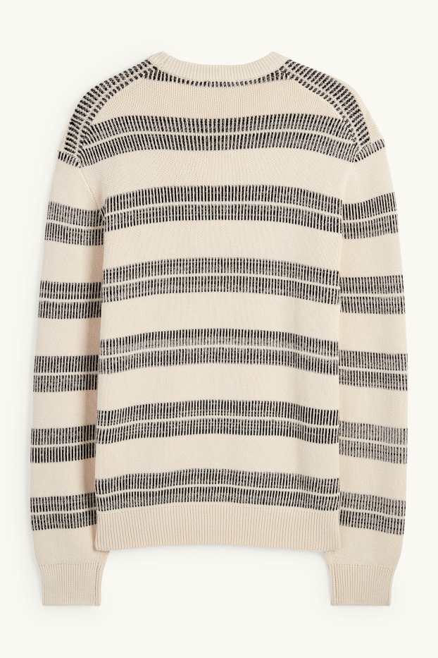 Hommes - Pull - à rayures - beige