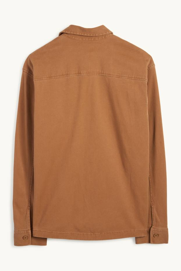 Pánské - Košile - regular fit - kent - hnědá