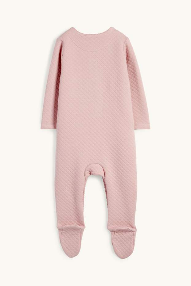 Baby Girls - Unicorn, castle and butterfly - baby sleepsuit - rose