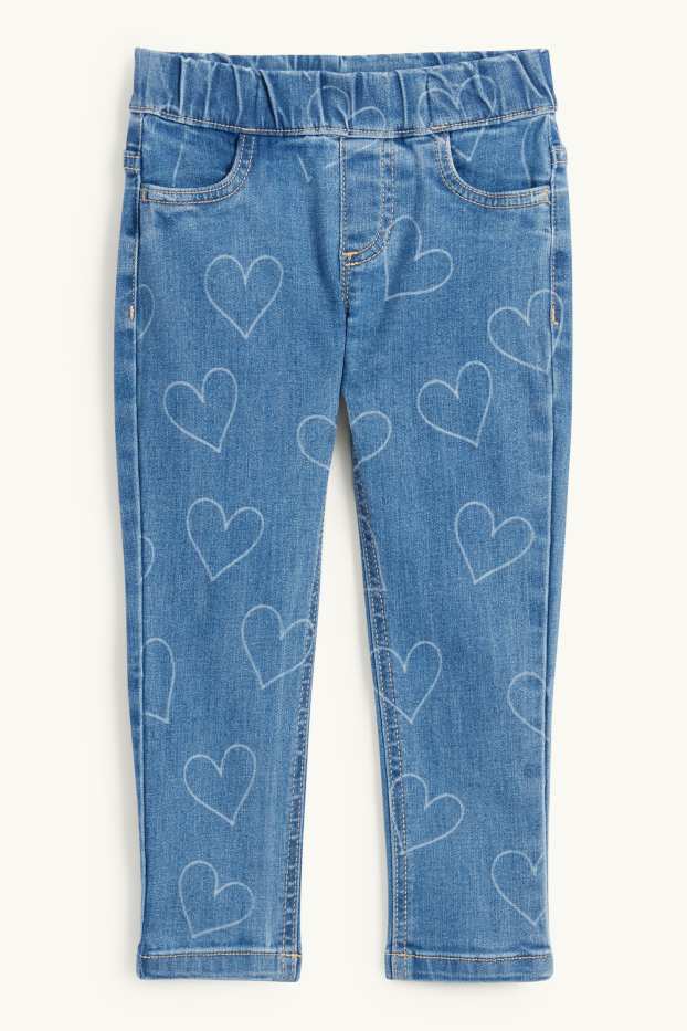 Děti - dívky - Motivy srdíček - džegíny - džíny - tmavomodré