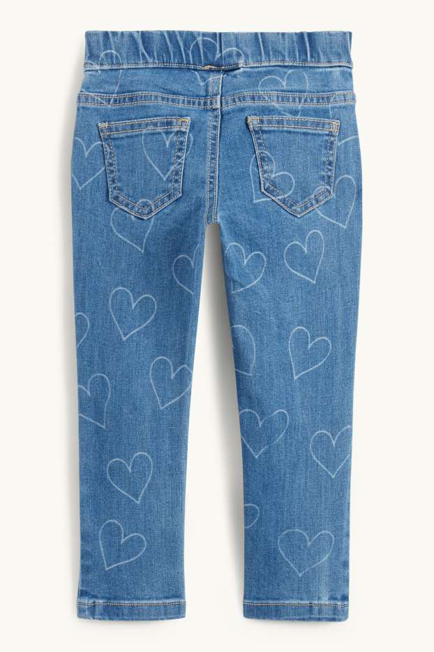 Děti - dívky - Motivy srdíček - džegíny - džíny - tmavomodré
